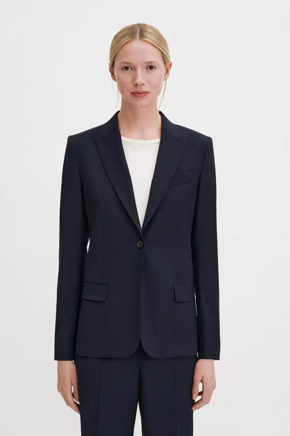 Sasha Cool Wool Blazer: Dark Navy
