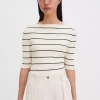 Boatneck Rib Top : White/Navy