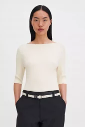 Boatneck Rib Top : Calico White