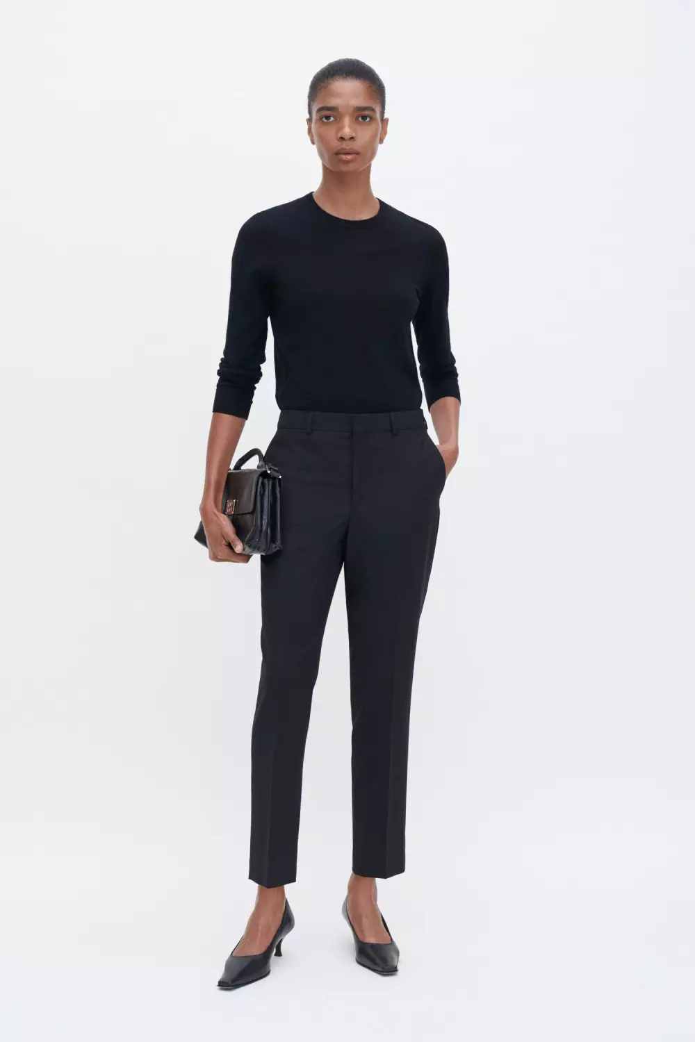 Emma Cropped Cool Wool Trouser : Black