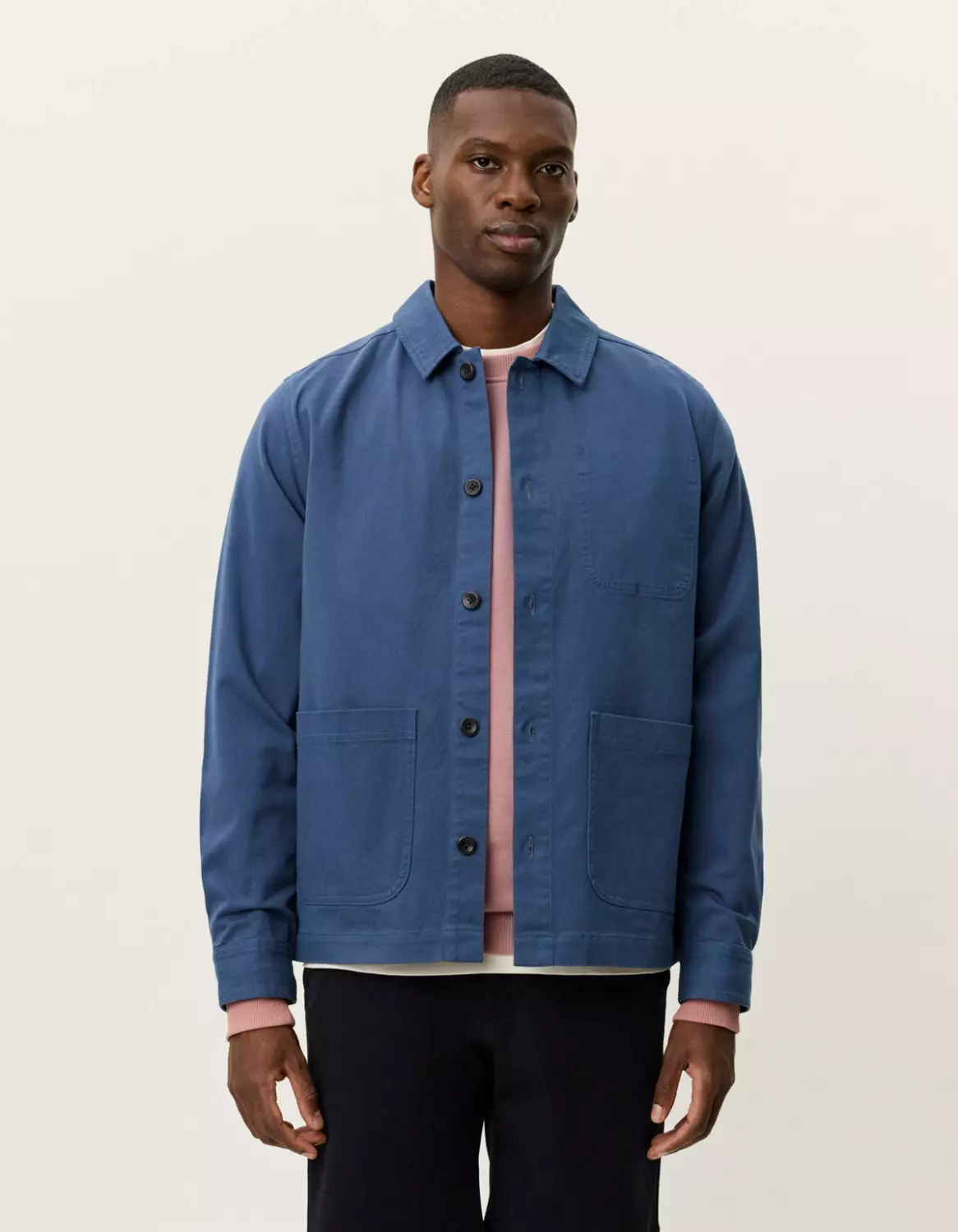 Layton Cotton Overshirt : Dark Denim Blue