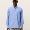 Kent Stripe Poplin Shirt : Blue Fog