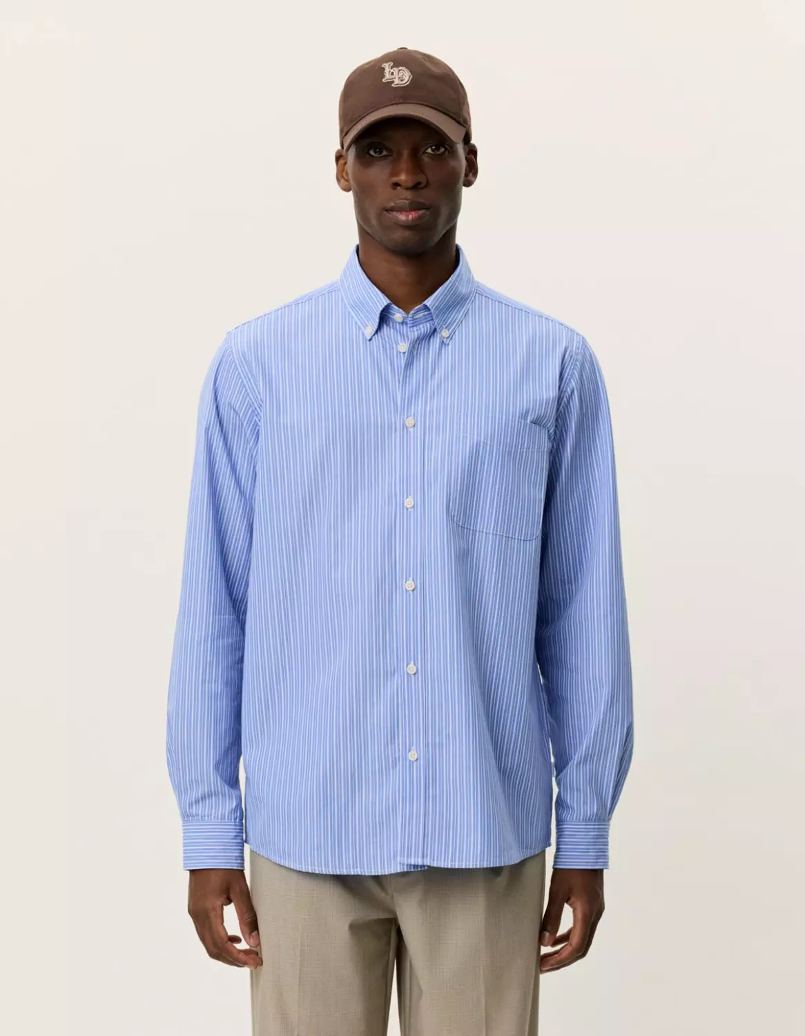 Kent Stripe Poplin Shirt : Blue Fog