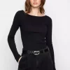 Petronella Rib Boatneck : Black