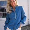 Raus Pernilla Shirt : Mid Blue Wash