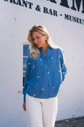 Raus Pernilla Shirt Emb : M Blue Wash/Flw