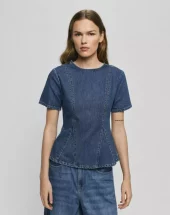 MSCH Turig Alena SS Top : Mid Blue Wash