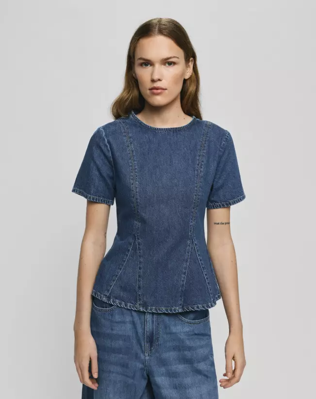 MSCH Turig Alena SS Top : Mid Blue Wash