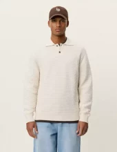 Billy Weave Knitted LS Polo : Light Ivory