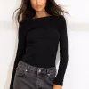 Petronella Rib Boatneck : Black