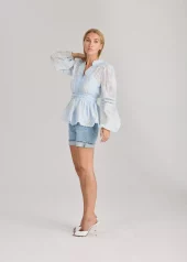 Aliah Needle Blouse : Artic Blue