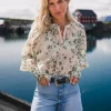 Raus Anna Top : Green Tint Flwr