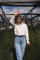 Raus Gudrun Nora Shirt EMB : B Wht/T Ros Flw