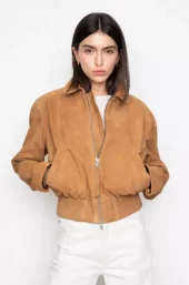 Lex bomber Jacket : Light Camel Suede