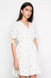 Lia Dress : White Anemone Print