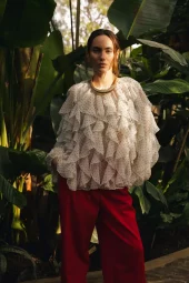 Rya Cras Blouse : Ivory Mini Dot