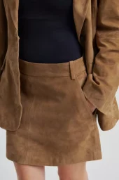Suellen Mini Suede Skirt : Petrified Oak