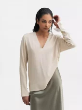 Kelly V-Neck Blouse : Cream