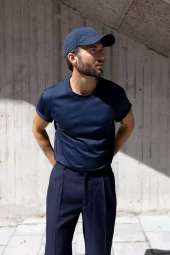 Crew Neck Pima : Navy Blue