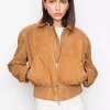 Lex Bomber Jacket : Light Camel Suede