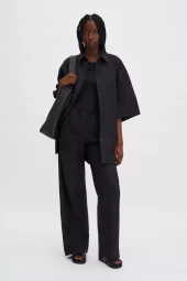 Gillian Linen Trousers : Black
