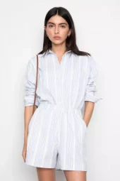 Bibi Crepe Shirt : Blue Stripe