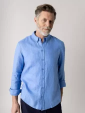 Mmg Theo Linen Shirt : Silver Lake Blue