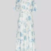 Msch Evangelia 2/4 Dress AOP : M Blue Flower