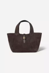 Lucille Tote Bag Small : Dark Brown Suede