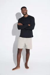 Bamboo/Cotton Crew Long Sleeve : Black
