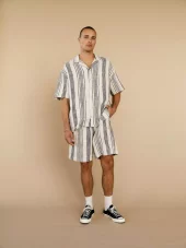 Tommi Riga Shorts : Navy Stripe