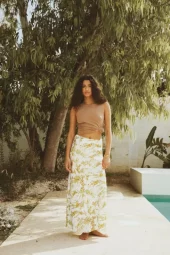Lune Skirt : Yellow Mimosa Print