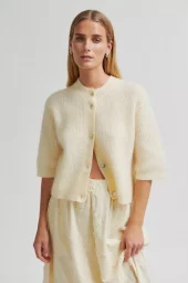 Andrea Knit Rib Cardigan : Alabaster Gleam