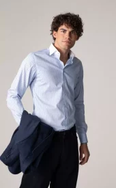 The White Collar Non Iron : Bold Navy Stripe