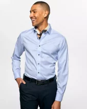 The Edge Bengal Stripe Non Iron : Skyblue/White