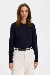Merino Short Cardigan : Navy