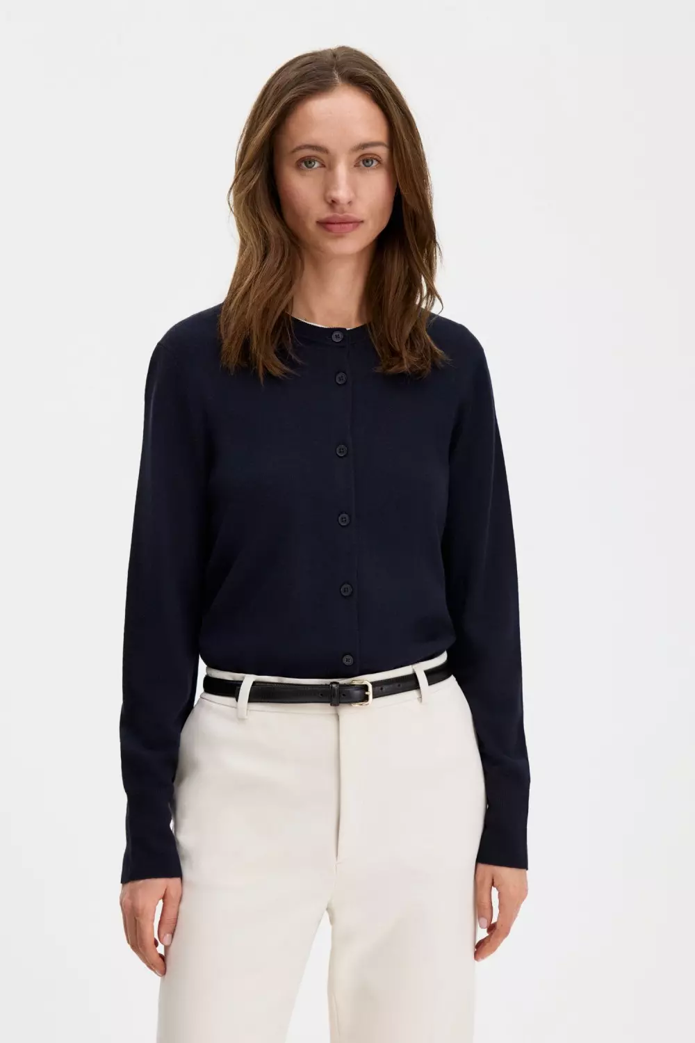 Merino Short Cardigan : Navy