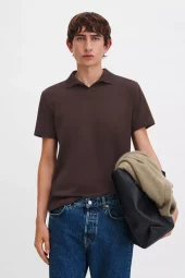 Stretch Cotton Polo T-Shirt : Dark Chocolate