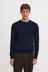 Cotton Merino Sweater : Navy
