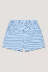 Seersucker Swimshorts : Greek Blue/White
