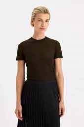 Lyocell Cashmere Tee : Dark Moss Green