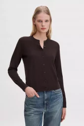 Merino Short Cardigan : Dark Chocolate