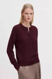 Merino Short Cardigan : Dark Burdundy