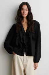 Rayna Frill Blouse : Black