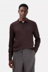 Knitted Polo Shirt : Dark Chocolate