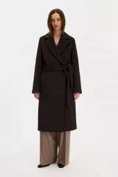 Charlotte Wool Belted Coat : Dark Chocolate