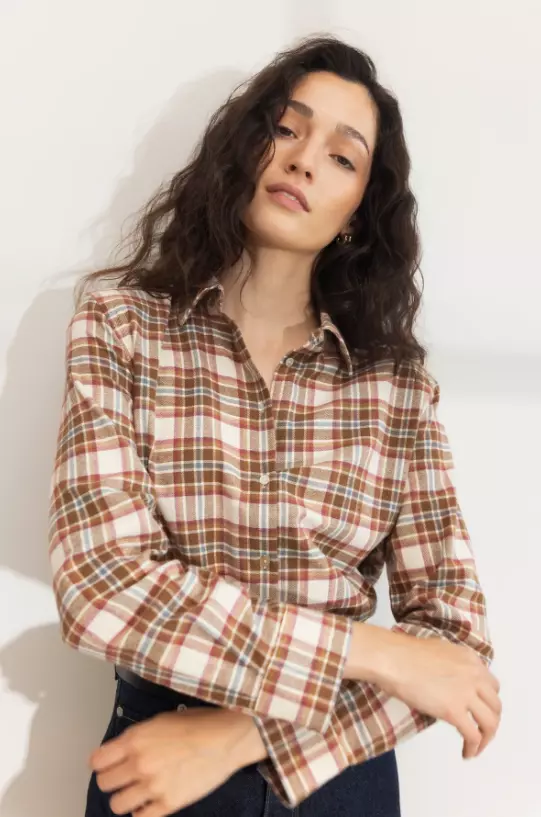 Joan Flannel Shirt : Red Check