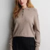 Longo Knit LS Collar : Mid Brown Melange