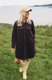 Raus Ella Short Shirt Dress : Black Coffee