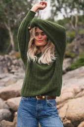 Raus Mira Amalie Pullover : Chive Melange
